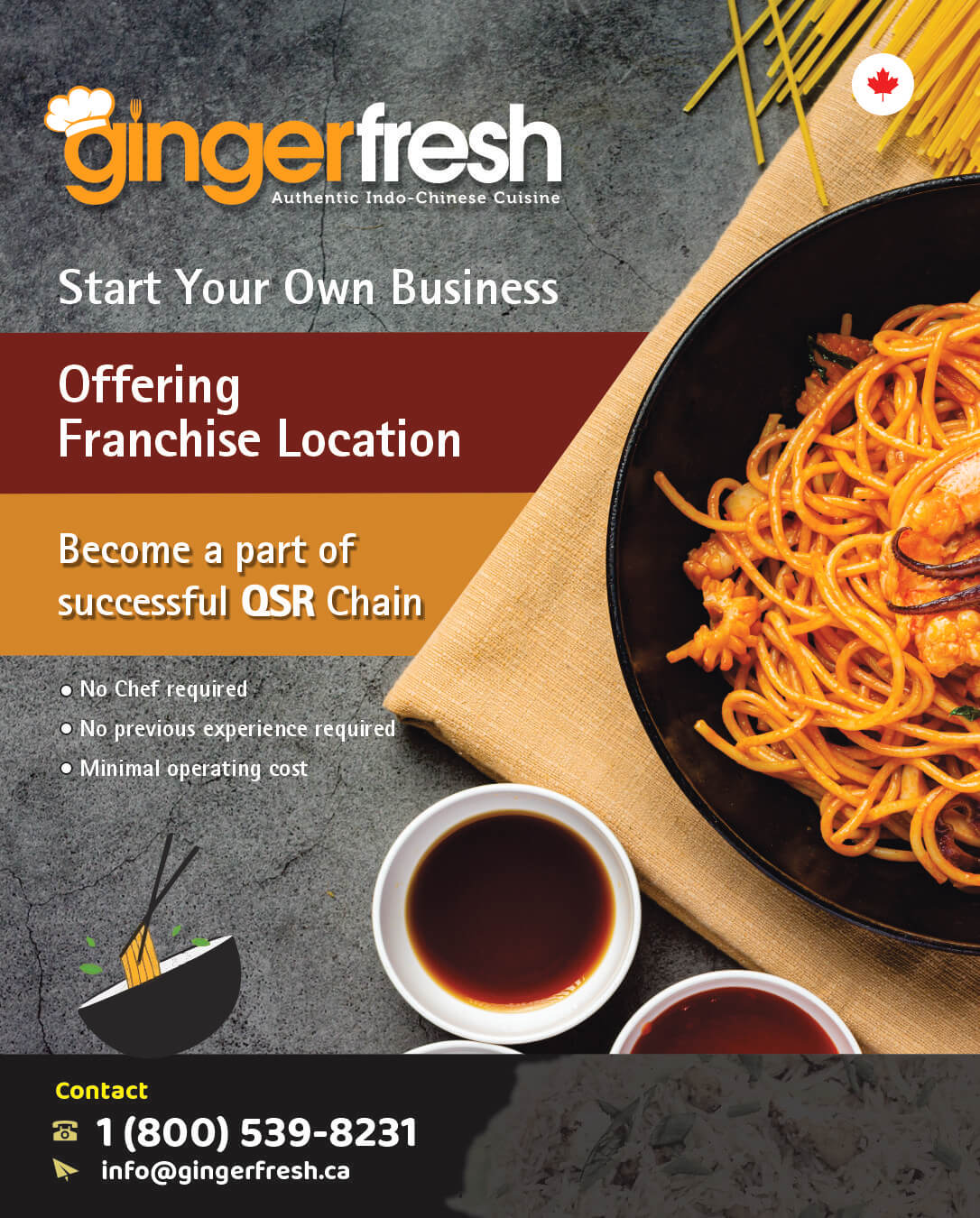 Unlock the new Opportunity with GingerFresh Indo Chinese's Latest Franchise Location in Calgary's vibrant Red Stone area!